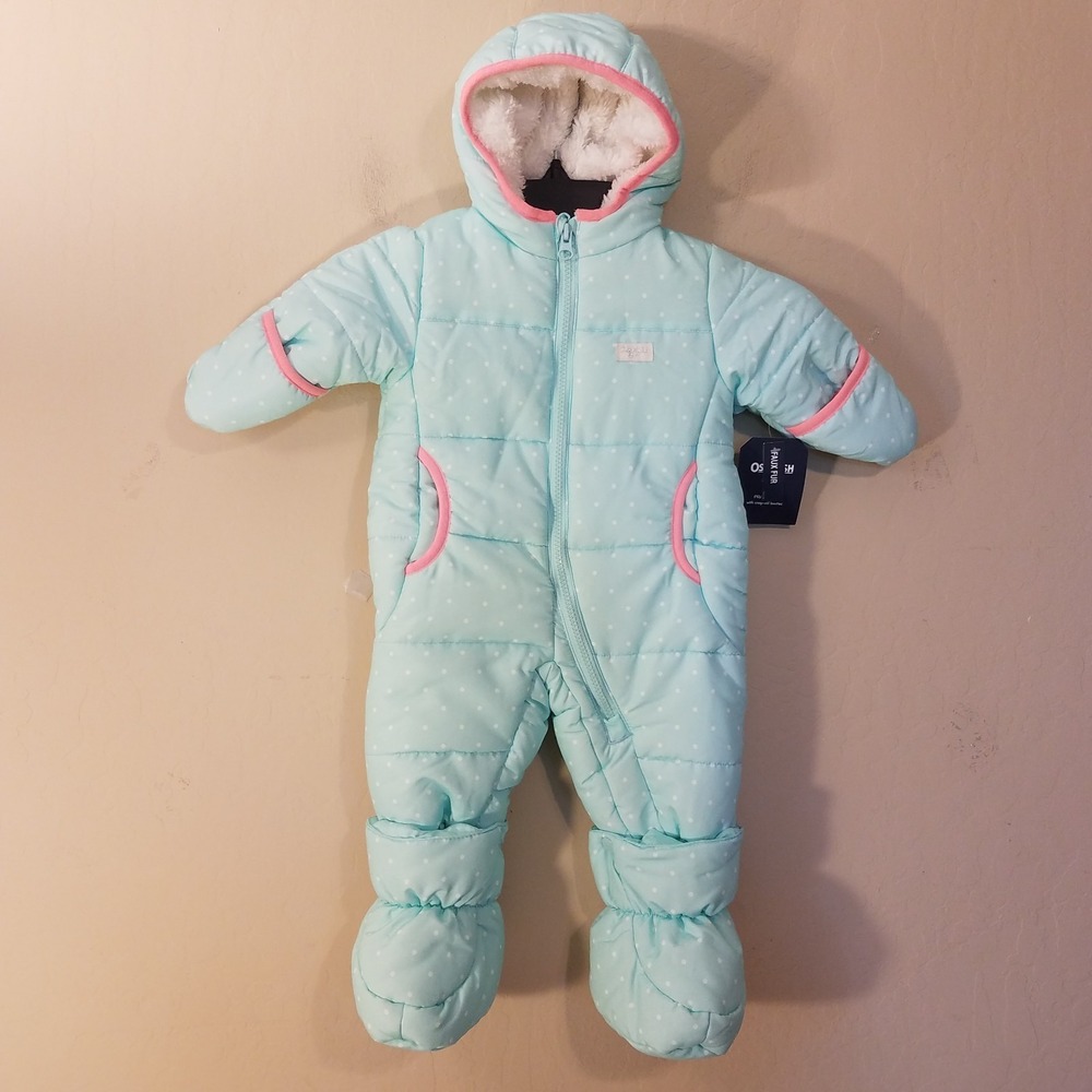 Oshkosh Baby Girl Bunting Pram Suit w Snap Off Booties 0-3 months Snowsuit NEW